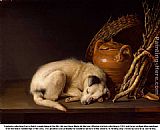 Gerrit Dou Famous Paintings - Resting Dog